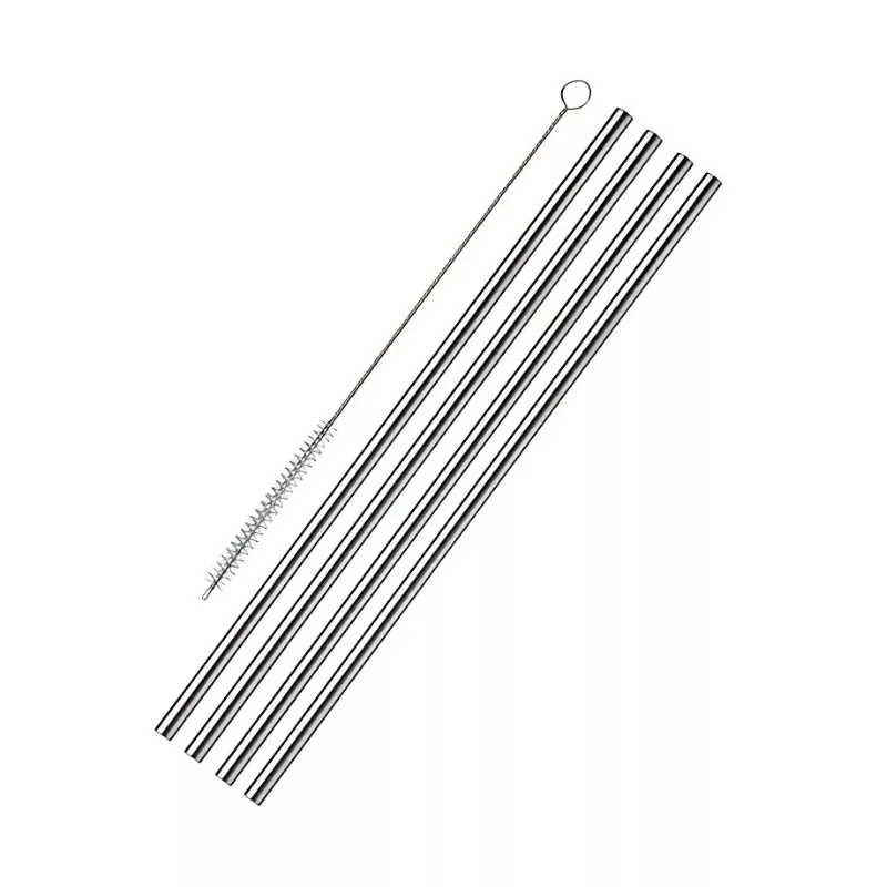 Pailles inox droites 21,5 cm lot de 4 avec brosse