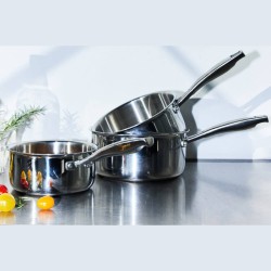 Lot de 3 casseroles en inox Tripli Pro - 16, 18, 20 cm | CuisinezPâtissez