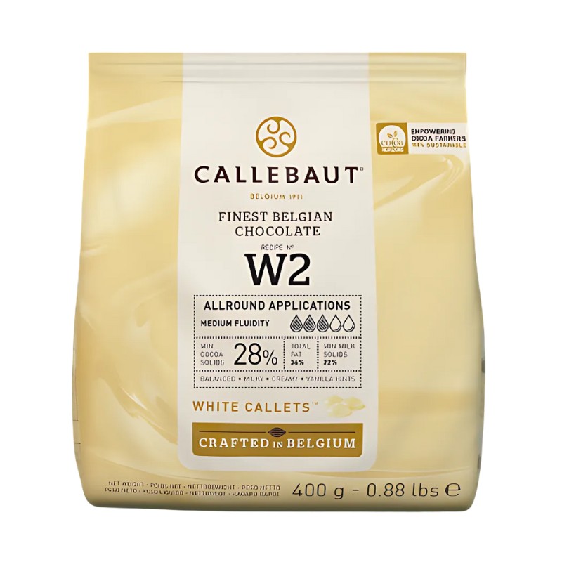Chocolat blanc Callebaut W2 28 % – 400 g spécial pâtisserie | CuisinezPâtissez
