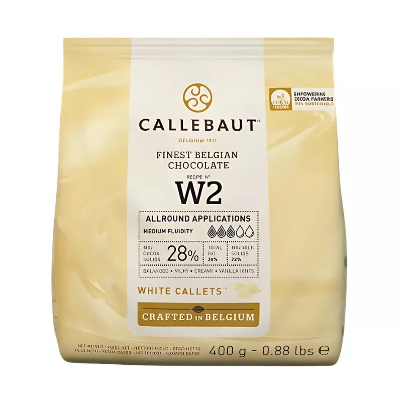 Chocolat blanc Callebaut W2 28 % – 400 g pâtisserie