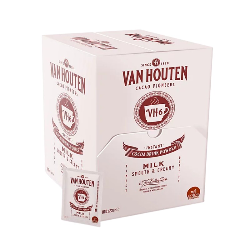 Chocolat Chaud Van Houten VH6 – 100 Dosettes Individuelles & Cacao Soluble Premium | CuisinezPâtissez
