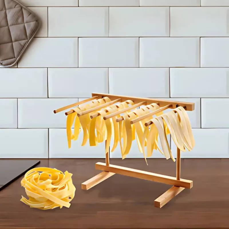 Séchoir à pâtes pliable bambou 8 barres 21 cm