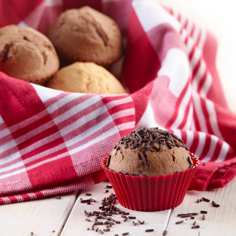 6 moules à muffins silicone Ø7 cm - rouge | CuisinezPâtissez