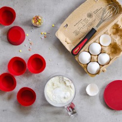 6 moules à muffins silicone Ø7 cm - rouge | CuisinezPâtissez