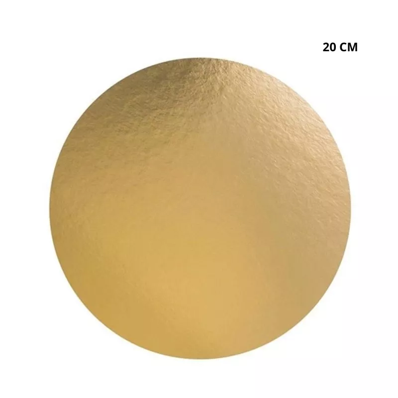 Support à gâteau rond carton doré
