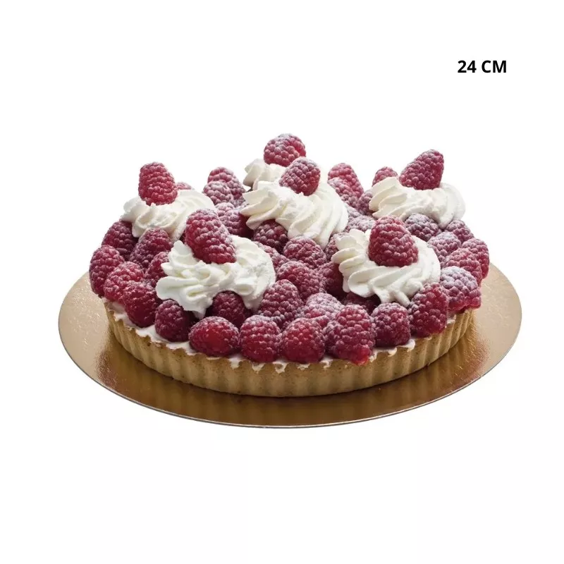 Support à gâteau rond carton doré