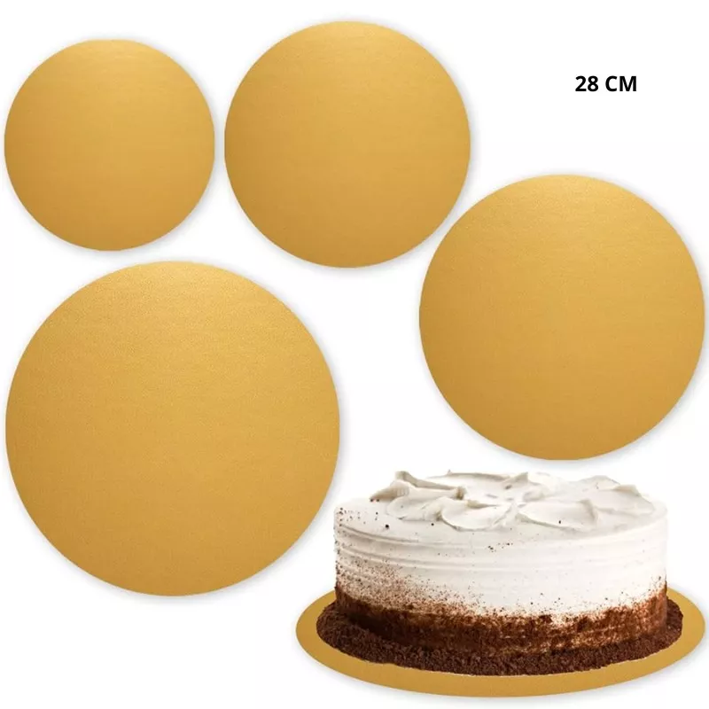 Support à gâteau rond carton doré