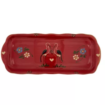 Plat à cake terre cuite 37x15,5 cm Rouge Cigogne cuisson