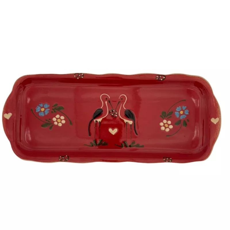 Plat à cake terre cuite 37x15,5 cm Rouge Cigogne cuisson