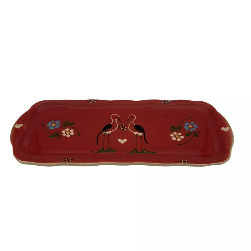 Plat à cake terre cuite 37x15,5 cm Rouge Cigogne cuisson
