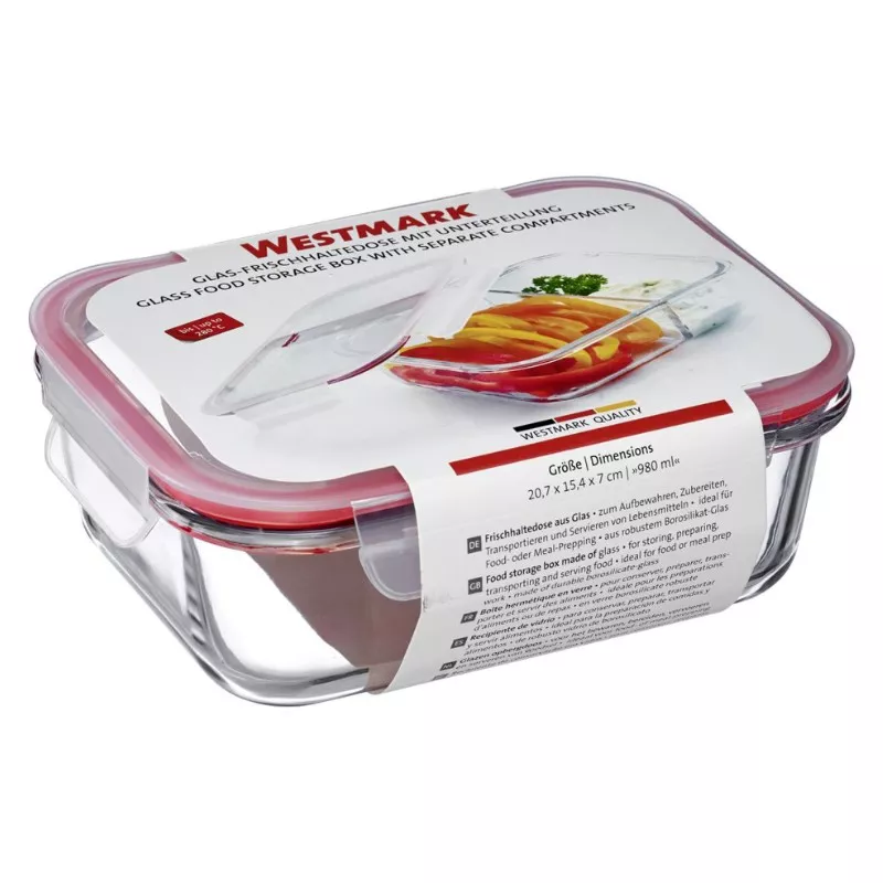 Boîte hermétique verre 980 ml 2 compartiments Westmark
