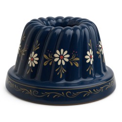 Kougelhopf N°2 de 12 cm Bleu Marguerite - Poterie Alsacienne Siegfried