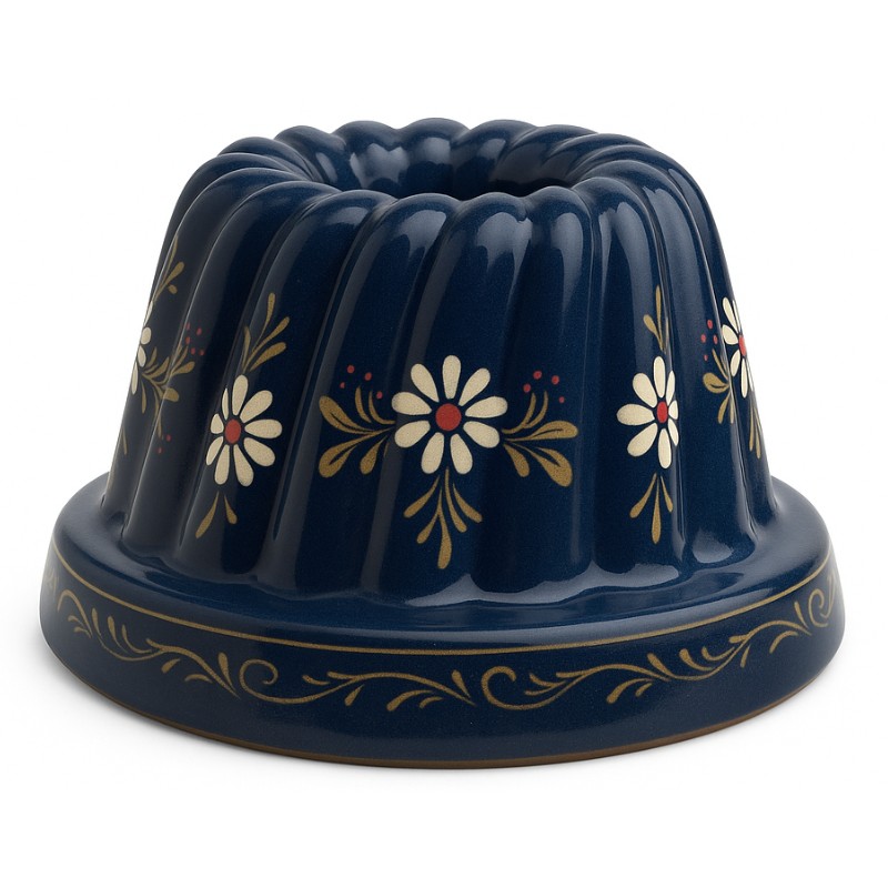 Kougelhopf N°7 de 22 cm Bleu Marguerite - Poterie Alsacienne Siegfried