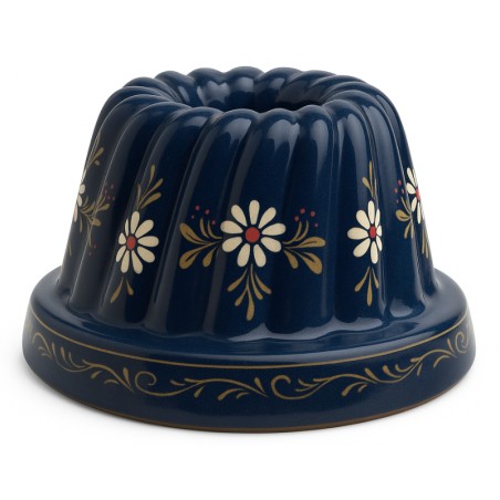 Kougelhopf N°7 de 22 cm Bleu Marguerite - Poterie Alsacienne Siegfried