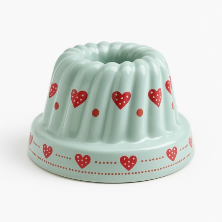 Kougelhopf N°7 de 22 cm Gris Ciel Frise Coeur - Poterie Alsacienne Siegfried