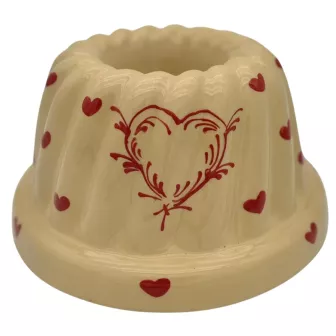 Kougelhopf N°8 de 24 cm Nature Coeur Rouge - Poterie Alsacienne Siegfried