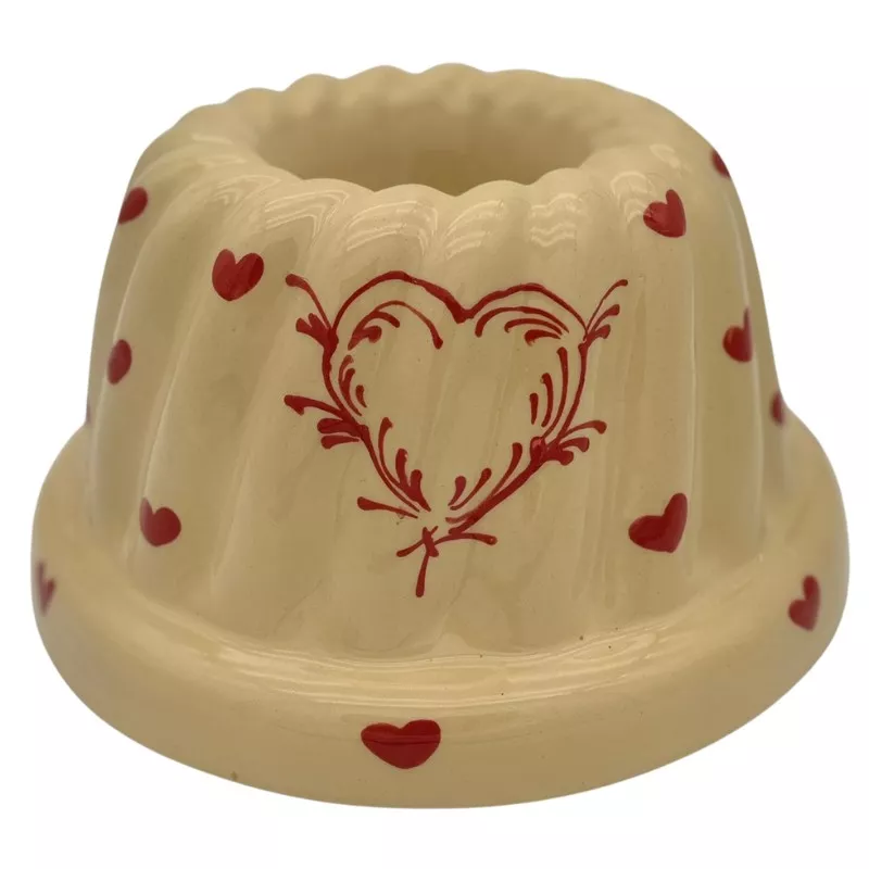 Kougelhopf N°8 de 24 cm Nature Coeur Rouge - Poterie Alsacienne Siegfried