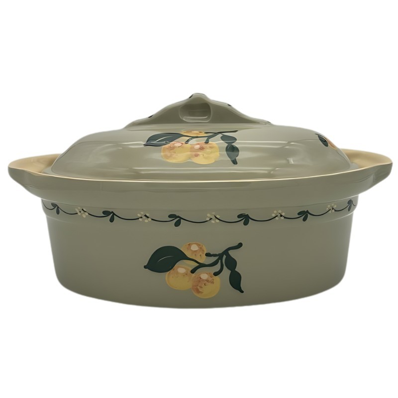 Terrine à Baeckeoffe N°0 de 22 cm Gris Mirabelle - Poterie Alsacienne Siegfried