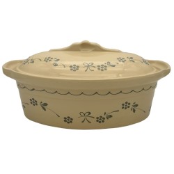 Terrine à Baeckeoffe N°1 de 25.5 cm Nature Papillons Gris - Poterie Alsacienne Siegfried