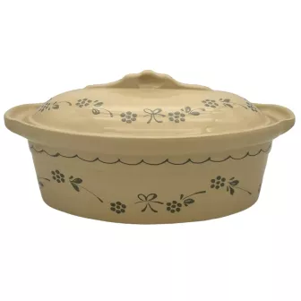Terrine à Baeckeoffe N°2 de 29.5 cm Nature Papillons Gris - Poterie Alsacienne Siegfried