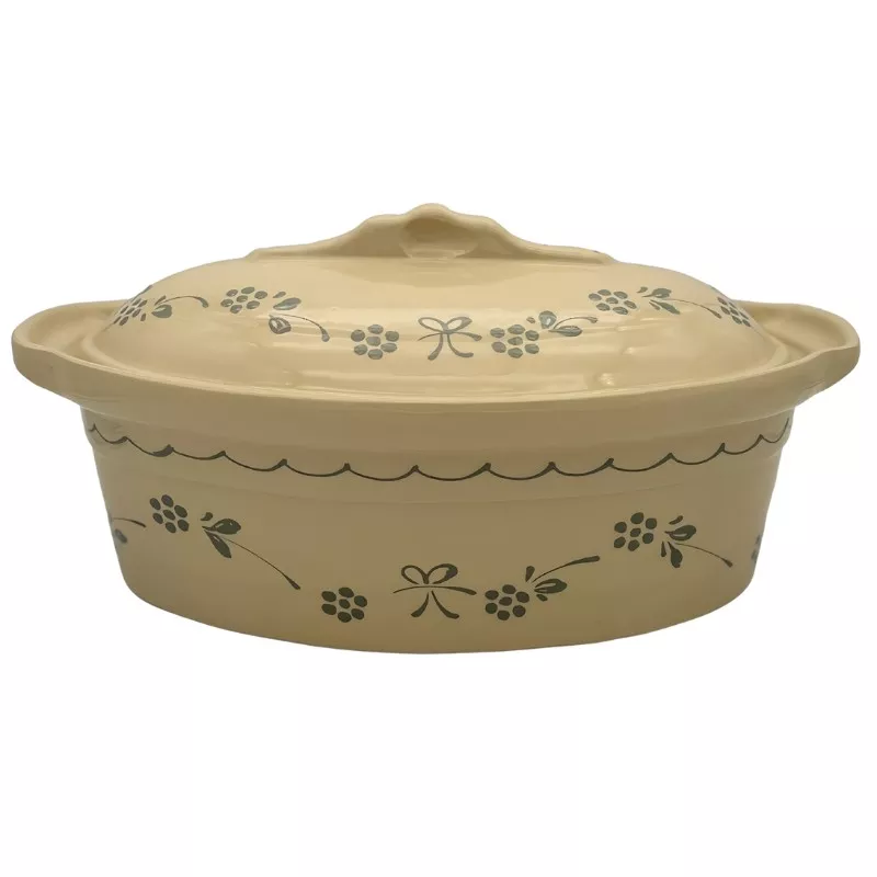 Terrine à Baeckeoffe N°2 de 29.5 cm Nature Papillons Gris - Poterie Alsacienne Siegfried