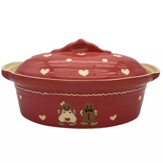 Terrine à Baeckeoffe N°2 de 29.5 cm Rouge Männele - Poterie Alsacienne Siegfried