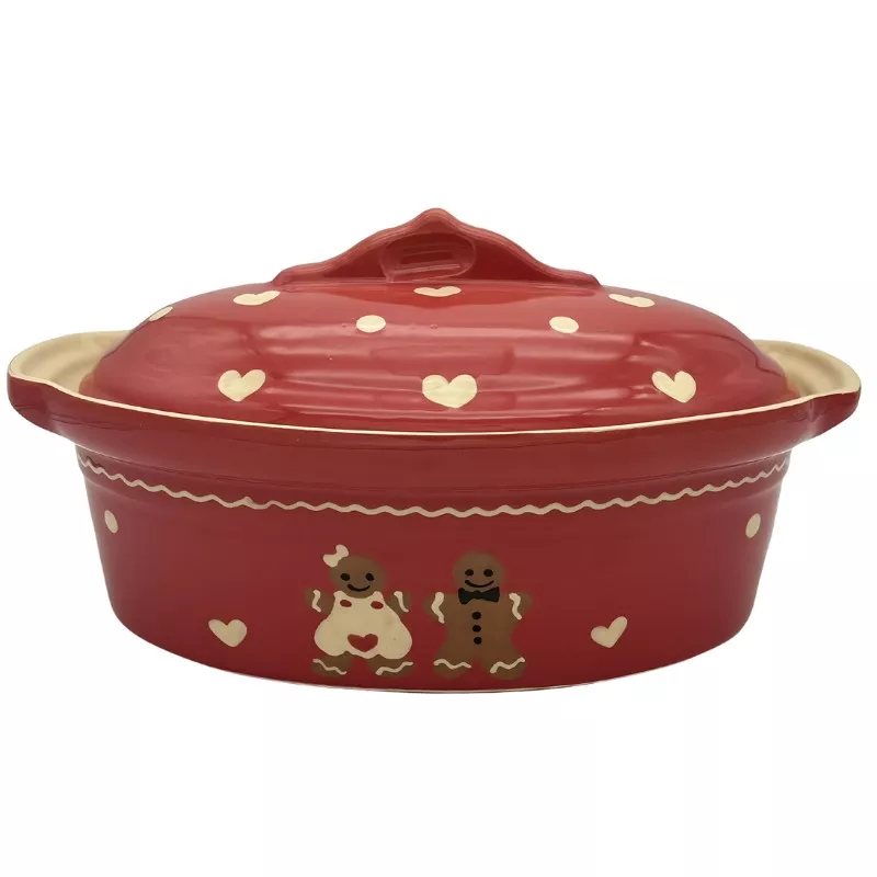 Terrine à Baeckeoffe N°2 de 29.5 cm Rouge Männele - Poterie Alsacienne Siegfried