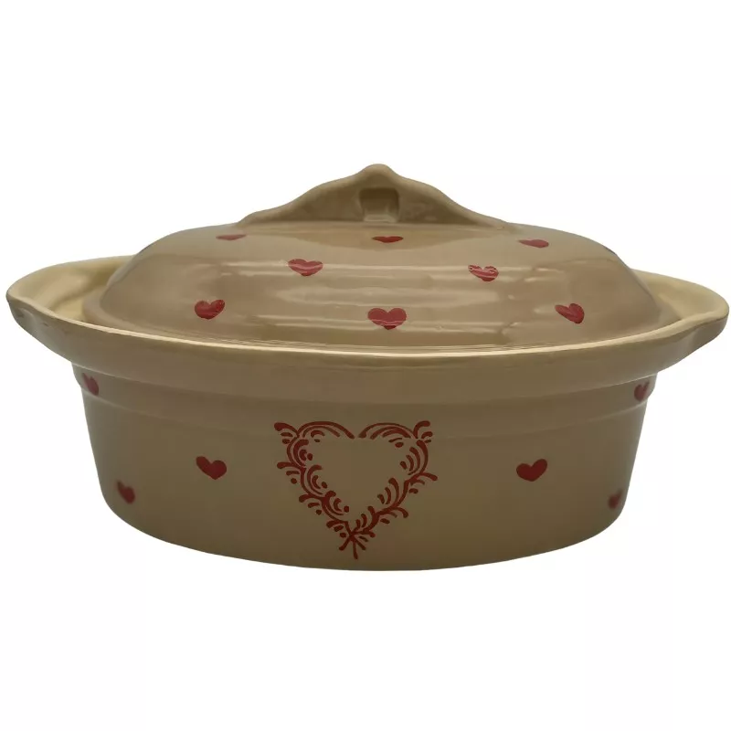 Terrine à Baeckeoffe N°3 de 33 cm Taupe Coeur - Poterie Alsacienne Siegfried