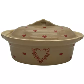 Terrine à Baeckeoffe N°4 de 37 cm Taupe Coeur - Poterie Alsacienne Siegfried