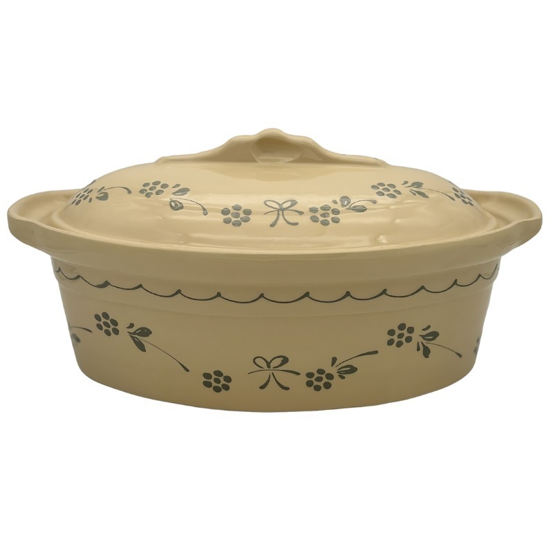 Terrine à Baeckeoffe N°5 de 42 cm Nature Papillons Gris - Poterie Alsacienne Siegfried