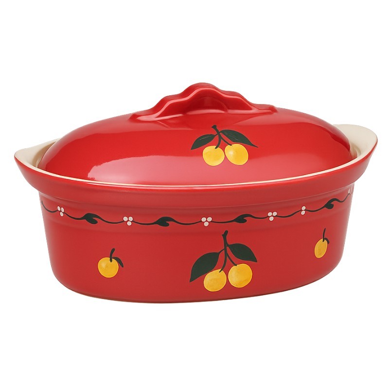 Terrine à Baeckeoffe N°6 de 44.5 cm Rouge Mirabelle - Poterie Alsacienne Siegfried