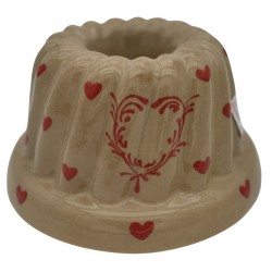 Kougelhopf N°3 de 14 cm Taupe Coeur - Poterie Alsacienne Siegfried