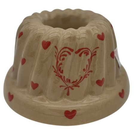 Kougelhopf N°3 de 14 cm Taupe Coeur - Poterie Alsacienne Siegfried