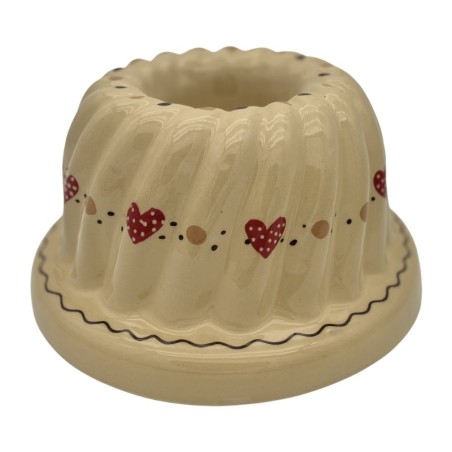 Kougelhopf N°6 de 20 cm Nature Frise Coeur - Poterie Alsacienne Siegfried