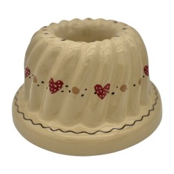 Kougelhopf N°7 de 22 cm Nature Frise Coeur - Poterie Alsacienne Siegfried