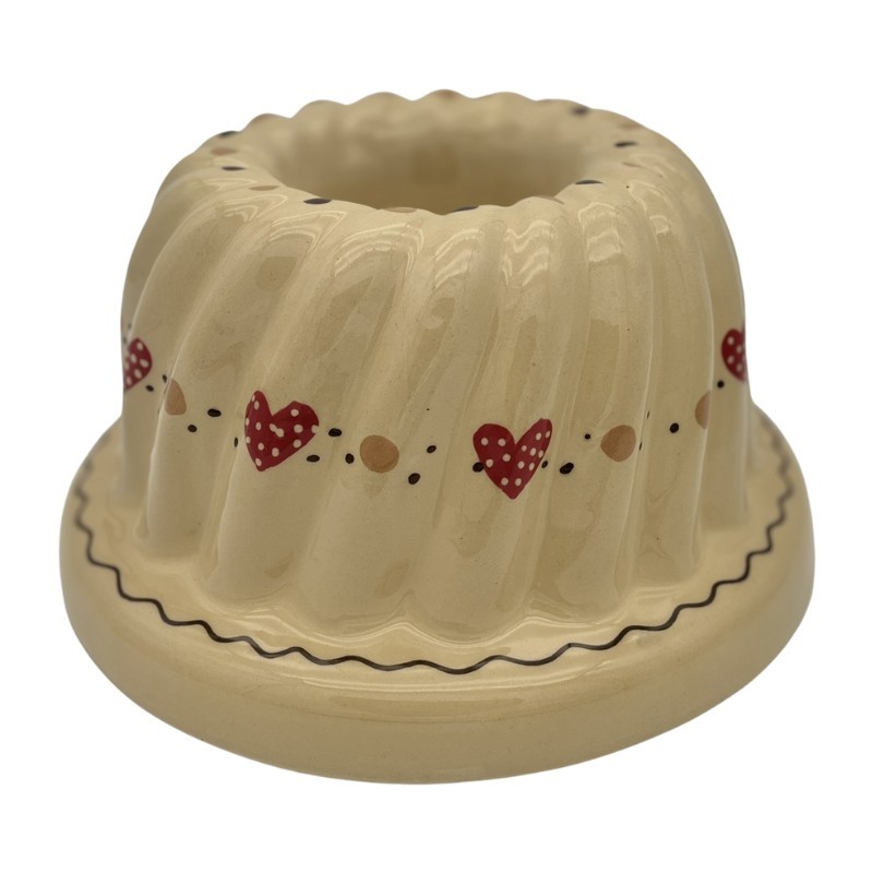 Kougelhopf N°7 de 22 cm Nature Frise Coeur - Poterie Alsacienne Siegfried