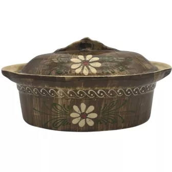 Terrine à Baeckeoffe N°3 de 33 cm Faux-Bois - Poterie Alsacienne Siegfried