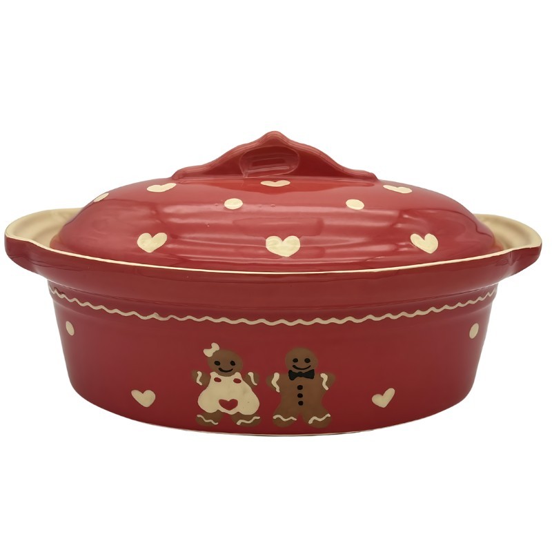 Terrine à Baeckeoffe N°4 de 37 cm Rouge Männele - Poterie Alsacienne Siegfried