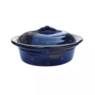 Terrine à Baeckeoffe N°000 de 14.5 cm Bleu 4 Points  - Poterie Alsacienne Siegfried