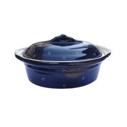 Terrine à Baeckeoffe N°000 de 14.5 cm Bleu 4 Points  - Poterie Alsacienne Siegfried