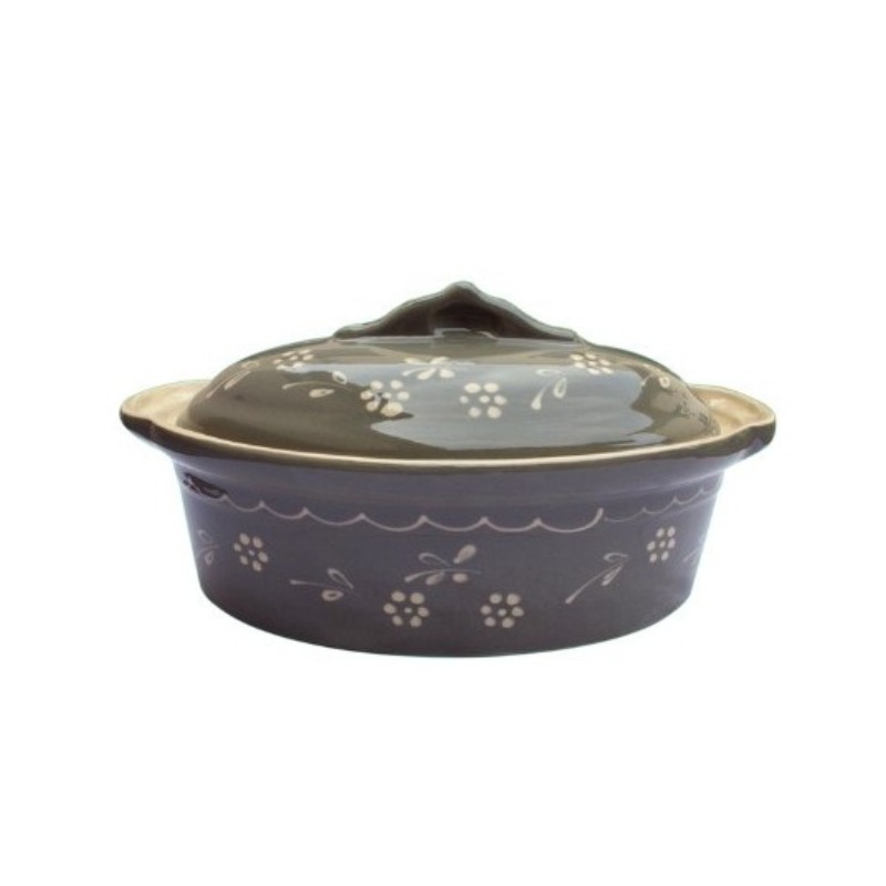 Terrine à Baeckeoffe N°000 de 14.5 cm Gris Papillons - Poterie Alsacienne Siegfried