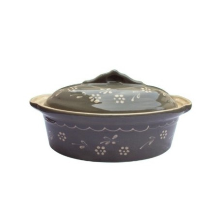 Terrine à Baeckeoffe N°000 de 14.5 cm Gris Papillons - Poterie Alsacienne Siegfried