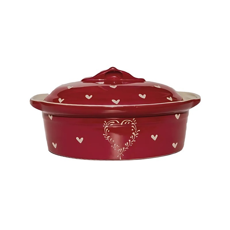 Terrine à Baeckeoffe N°1 de 25.5 cm Rouge Coeur - Poterie Alsacienne Siegfried