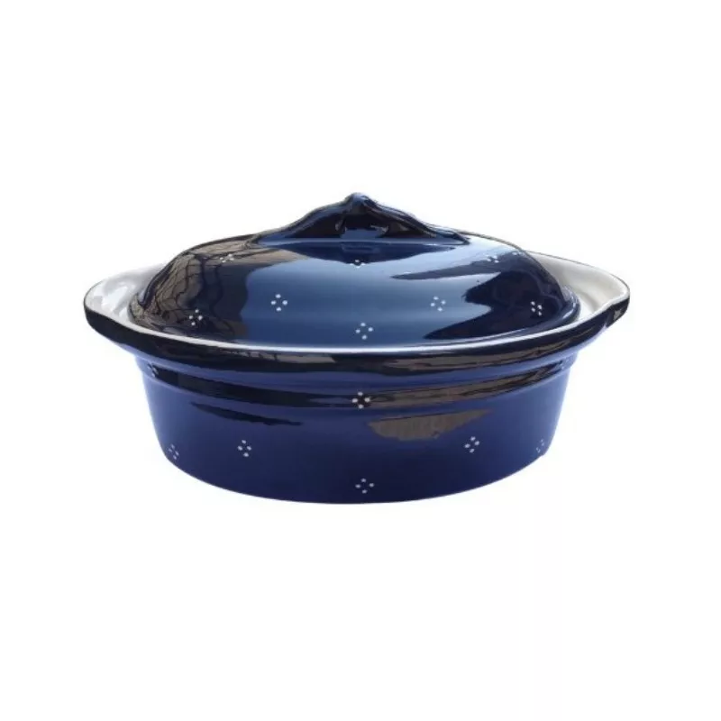 Terrine à Baeckeoffe N°2 de 29.5 cm Bleu 4 Points  - Poterie Alsacienne Siegfried