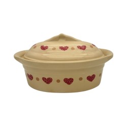 Terrine à Baeckeoffe N°2 de 29.5 cm Nature Frise Coeur - Poterie Alsacienne Siegfried