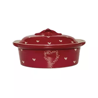 Terrine à Baeckeoffe N°3 de 33 cm Rouge Coeur - Poterie Alsacienne Siegfried