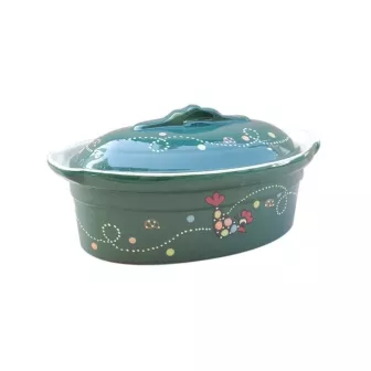 Terrine à Baeckeoffe N°3 de 33 cm Vert Cocotte - Poterie Alsacienne Siegfried