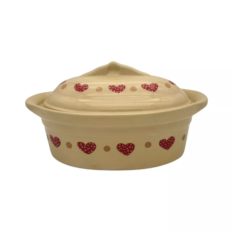 Terrine à Baeckeoffe N°4 de 37 cm Nature Frise Coeur - Poterie Alsacienne Siegfried