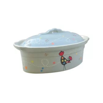 Terrine à Baeckeoffe N°4 de 37 cm Gris Ciel Cocotte - Poterie Alsacienne Siegfried