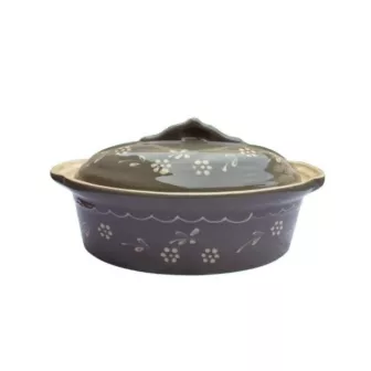 Terrine à Baeckeoffe N°4 de 37 cm Gris Papillons - Poterie Alsacienne Siegfried